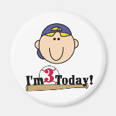 Blond Jongen Honkbal 3e Verjaardag Magneet (Voorkant)