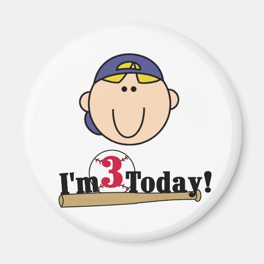 Blond Jongen Honkbal 3e Verjaardag Magneet (Voorkant)