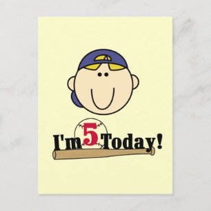 Blond Jongen Honkbal 5e Verjaardag Briefkaart