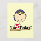 Blond Jongen Honkbal 5e Verjaardag Briefkaart (Voorkant)