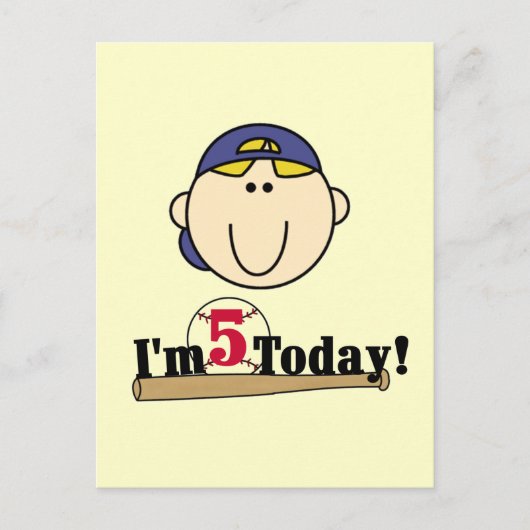 Blond Jongen Honkbal 5e Verjaardag Briefkaart (Voorkant)