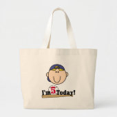 Blond Jongen Honkbal 5e Verjaardag Grote Tote Bag (Voorkant)