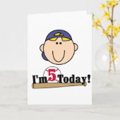 Blond Jongen Honkbal 5e Verjaardag Kaart (Gele Bloem)