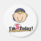 Blond Jongen Honkbal 5e Verjaardag Magneet (Voorkant)