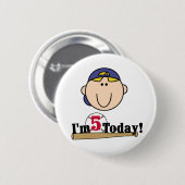 Blond Jongen Honkbal 5e Verjaardag Ronde Button 5,7 Cm (Voorkant /achterkant)