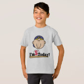 Blond Jongen Honkbal 5e Verjaardag T-shirt (Voorkant volledig)