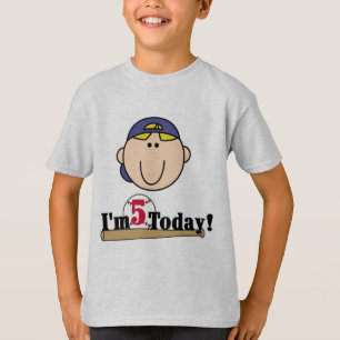Blond Jongen Honkbal 5e Verjaardag T-shirt