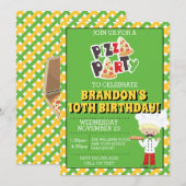 Blond Jongen Pizza Party Verjaardag Uitnodiging (Voorkant / Achterkant)