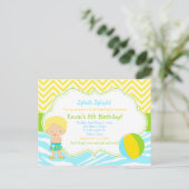 Blond Jongen Pool Feest Bash Feestje Briefkaart (Staand voorkant)