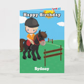 Blond Jongens Ruitersport Kleurplaat Verjaardag Kaart (Voorkant)
