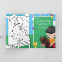 Blond Jongens Ruitersport Kleurplaat Verjaardag Kaart