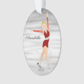 Blond kunstschaatser in rood ornament (voorkant)