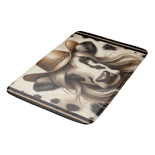 blond land Koe meisje grappig Badmat (Gekanteld)