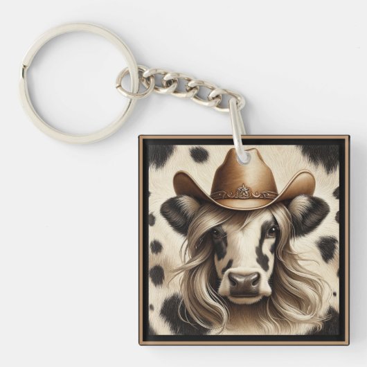 Blond Landelijk Cowgirl Grappig Sleutelhanger (voorkant)