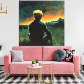 Blond Man kijken naar de nachtelijke hemel | jaren Canvas Afdruk (Insitu (Woonkamer))