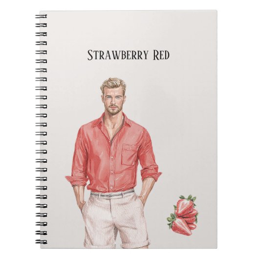 Blond Mannelijk Aardbei Rood Top Notitieboek (Voorkant)