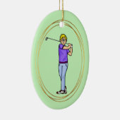Blond Mannelijk Golfer Gepersonaliseerd Ornament (Rechts)