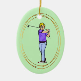 Blond Mannelijk Golfer Gepersonaliseerd Ornament