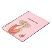 Blond meisje aardbei rood notitieboek (Linkerzijde)