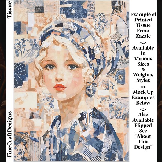 Blond meisje, Blauw & Crème Patchwork EC2L Decoupa Tissuepapier