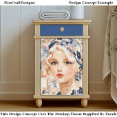 Blond meisje, Blauw & Crème Patchwork EC2L Decoupa Tissuepapier