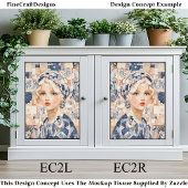 Blond meisje, Blauw & Crème Patchwork EC2L Decoupa Tissuepapier