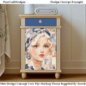 Blond meisje, Blauw & Crème Patchwork EC2R Decoupa Tissuepapier