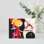 Blond Meisje Bowling Verjaardag Dank u Briefkaart (Staand voorkant)