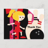 Blond Meisje Bowling Verjaardag Dank u Briefkaart (Voorkant)