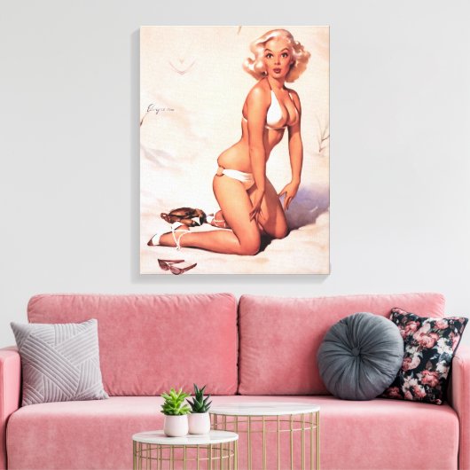 Blond meisje canvas afdruk (Insitu (Woonkamer))