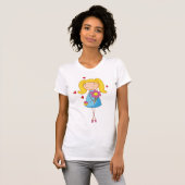 Blond meisje dat bloem vasthoudt Schattig liefde T-shirt (Voorkant volledig)