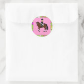 Blond meisje dressuur paard ruiter karikatuur ronde sticker (Tas)