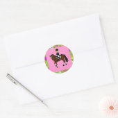 Blond meisje dressuur paard ruiter karikatuur ronde sticker (Envelop)