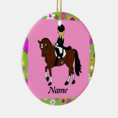 Blond meisje dressuur paardrijder karikatuur keramisch ornament (Rechts)