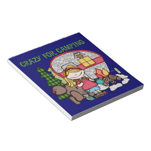Blond Meisje Gek voor het Kamperen Notitieblok (Schuin)