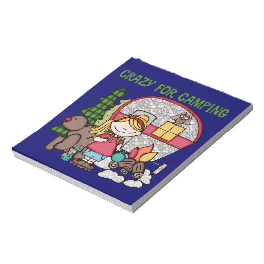 Blond Meisje Gek voor het Kamperen Notitieblok (Linkerzijde)