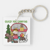 Blond Meisje Gek voor het Kamperen Sleutelhanger (Achterkant)