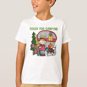 Blond Meisje Gek voor het Kamperen T-shirt