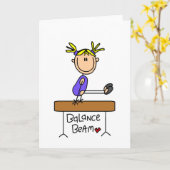 Blond Meisje Gymnast op Beam Tshirts en Geschenken Kaart (Gele Bloem)