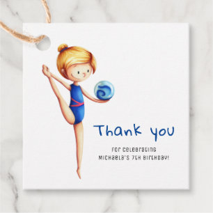 Blond meisje gymnastiek verjaardag dank je wel bedankjes labels