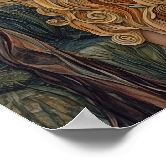 Blond meisje ,hond, wandelen, zonsondergang, berge poster (Hoek)