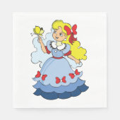 Blond meisje in blauwe prinsessenjurk met vlinder servet (Voorkant)