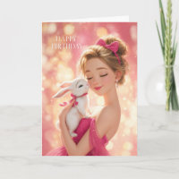 Blond meisje in hete roze met verjaardagsfeestje m