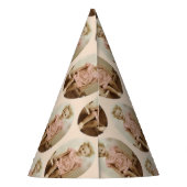  blond meisje in roze jurk pet feesthoedjes (Achterkant)