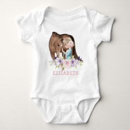 Blond meisje met Brown Horse New Baby Bodysuit