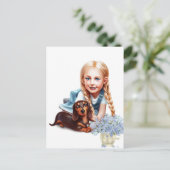 Blond Meisje met Dachshund Puppy Briefkaart (Staand voorkant)