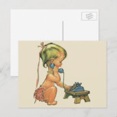  blond meisje met een kinderongeluk dat telefonisc briefkaart (Voorkant / Achterkant)