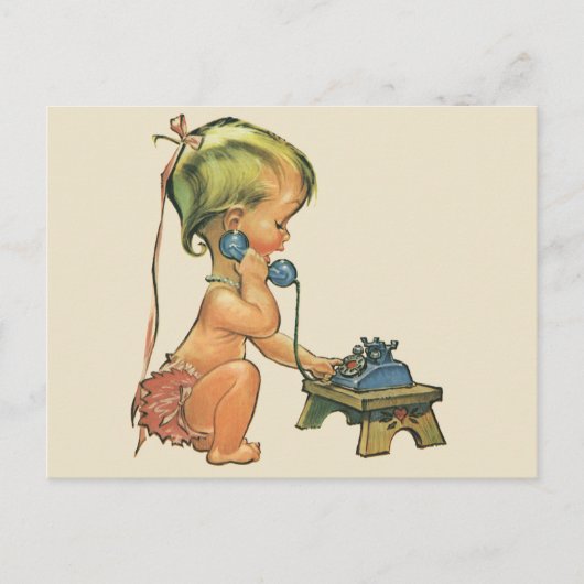  blond meisje met een kinderongeluk dat telefonisc briefkaart (Voorkant)