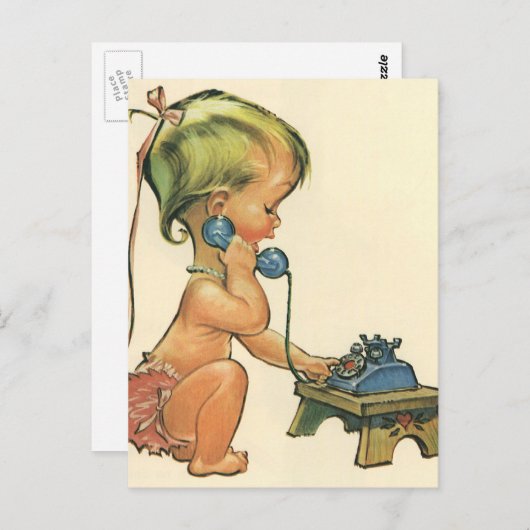  blond meisje met een kinderongeluk dat telefonisc briefkaart (Voorkant / Achterkant)