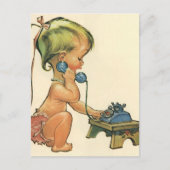 blond meisje met een kinderongeluk dat telefonisc briefkaart (Voorkant)